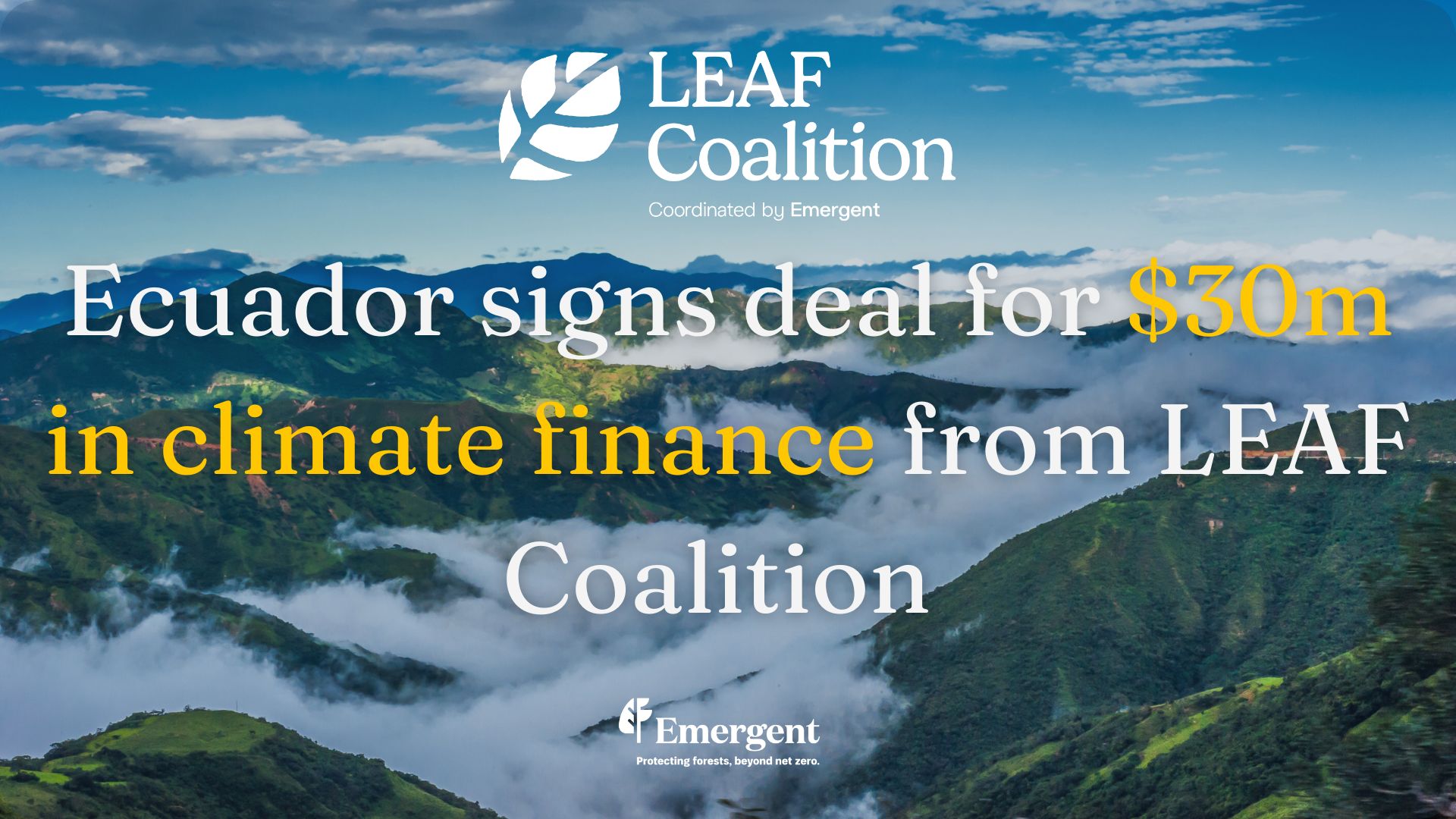 Ecuador signs deal for $30m in climate finance from LEAF Coalition